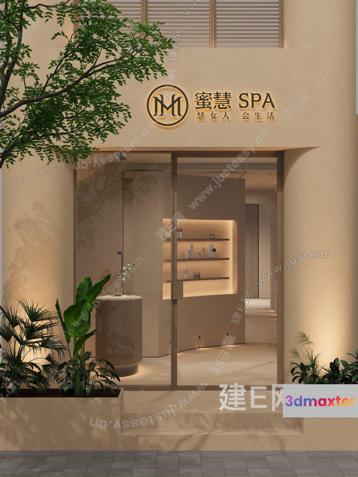 A Spa Storefront 3D Model - 4584 - VRAY Render