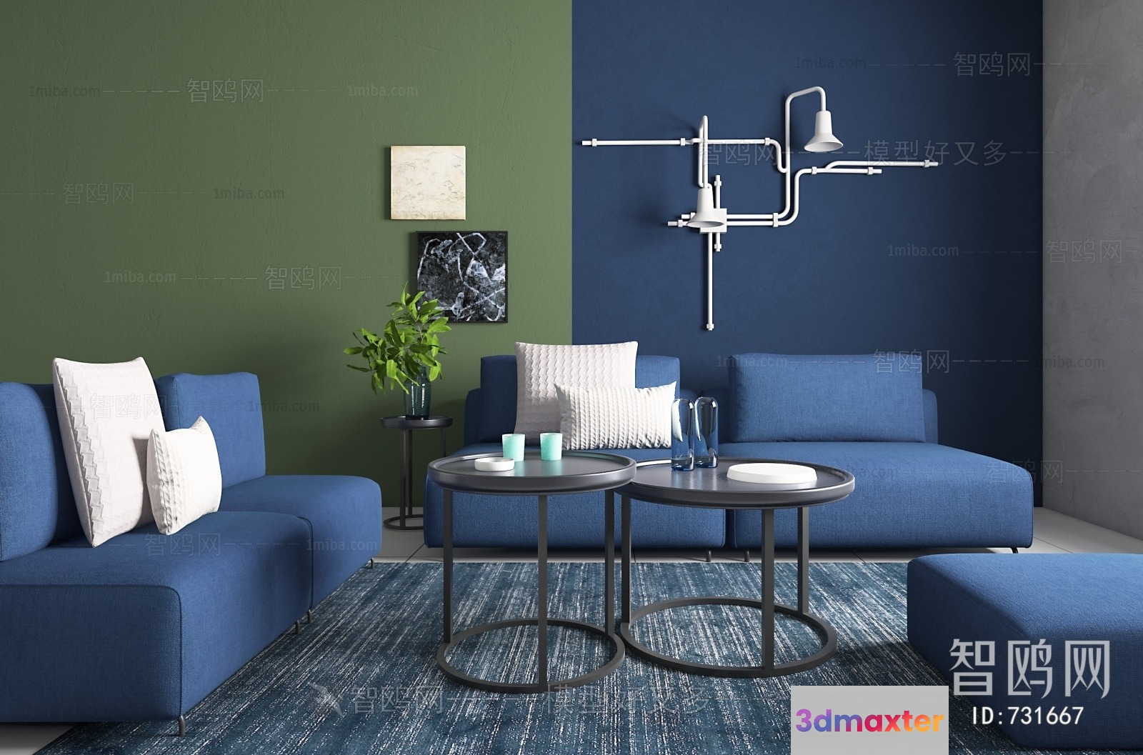 Modern Living Room 3D Model - 16575 - VRAY Render