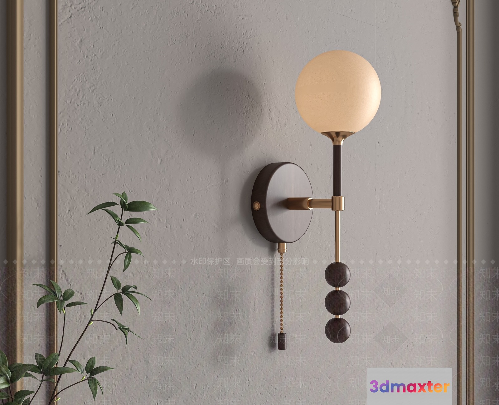 Gold Light Fixture 3D Model - 8543 - VRAY Render