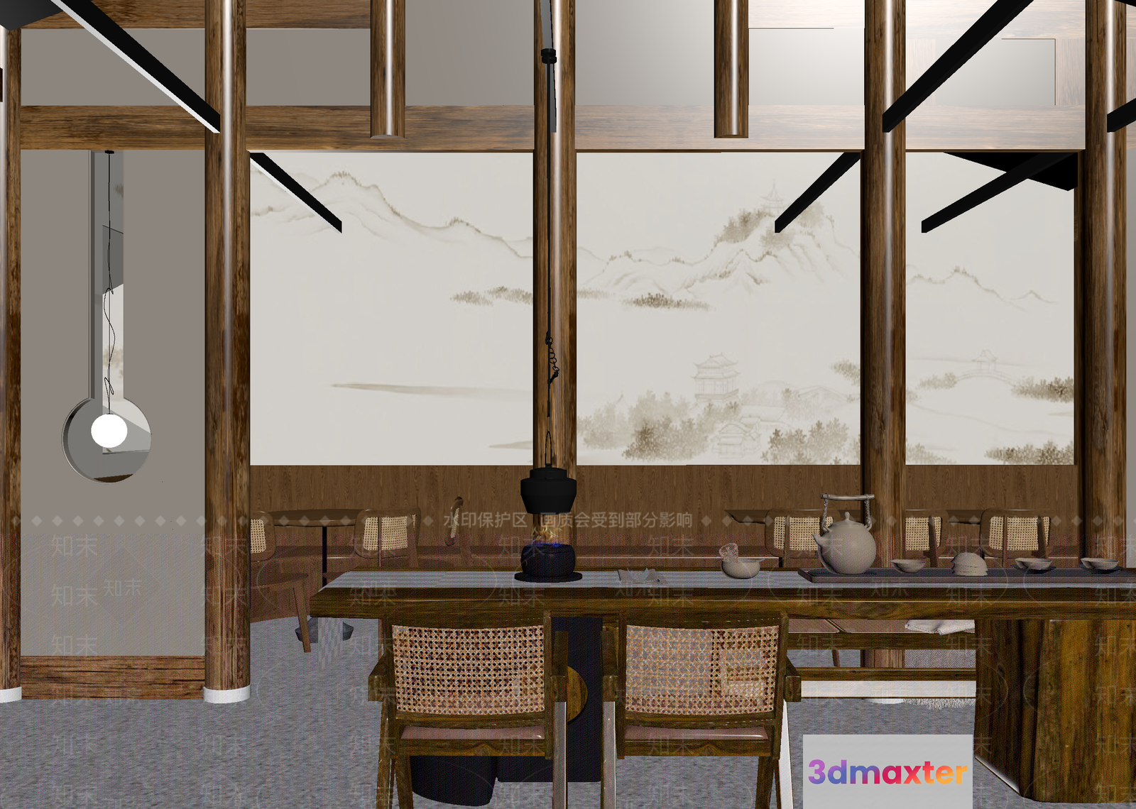 Modern Asian Dining Room 3D Model - 9558 - VRAY Render