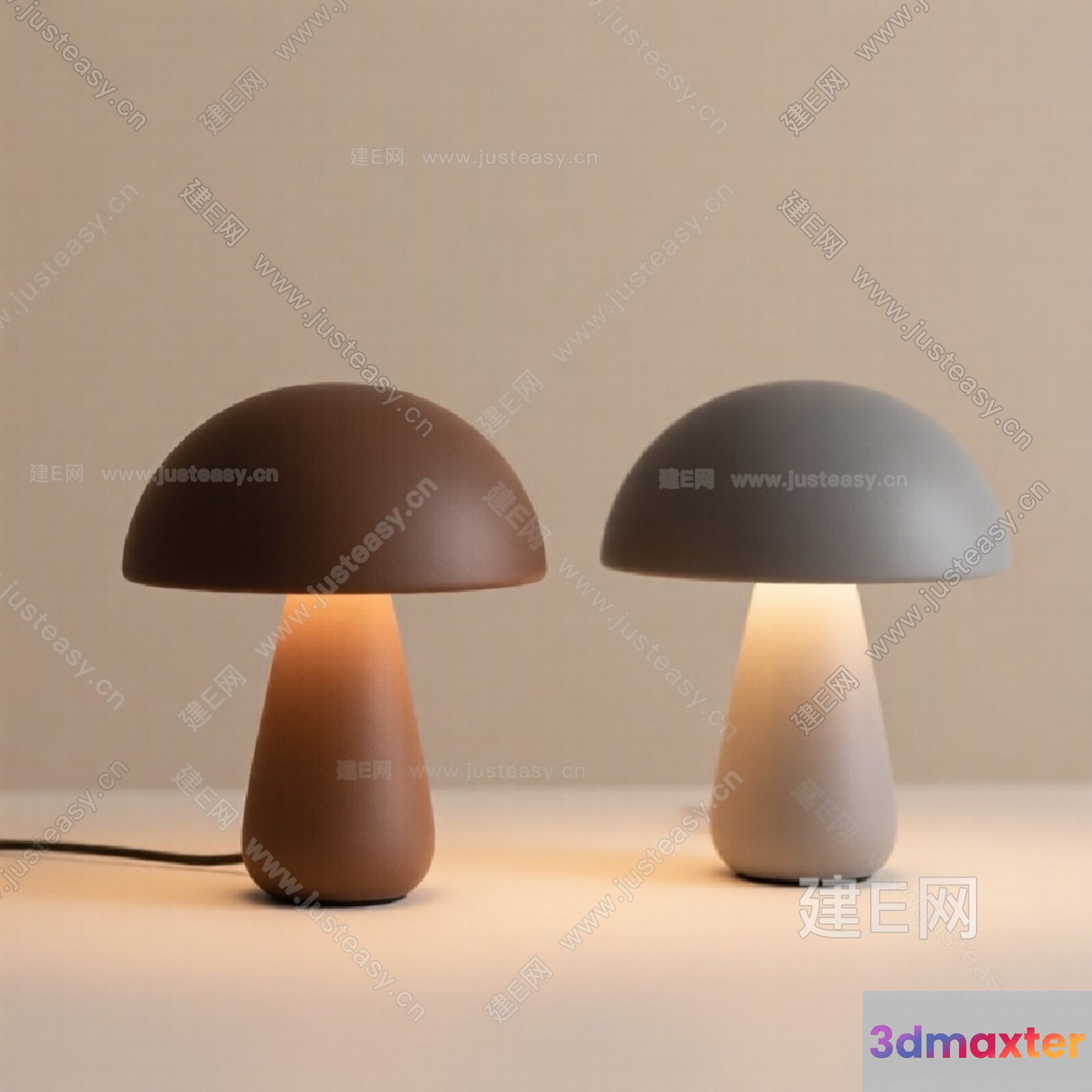 A Pair Of Mushroom-Shaped Lamps 3D Model - 5766 - VRAY Render