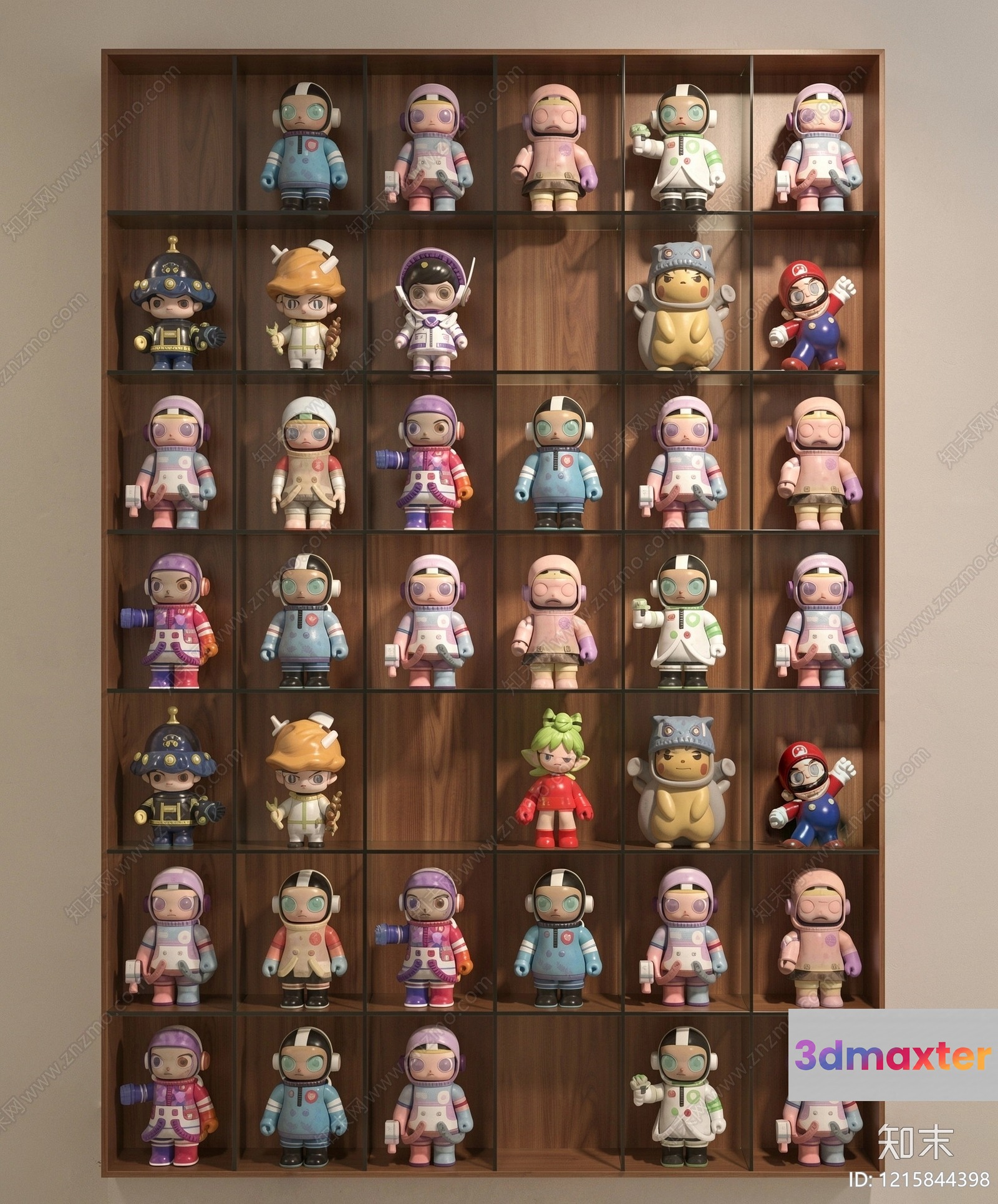 A Shelf Of Figurines 3D Model - 10981 - VRAY Render