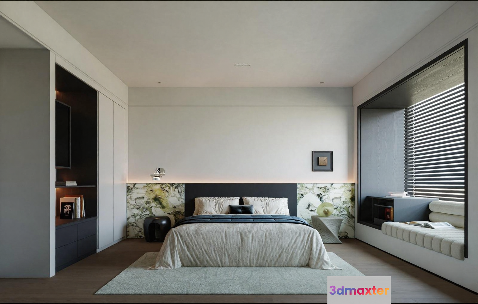 Modern Minimalist Bedroom 3D Model - 6168 - VRAY Render