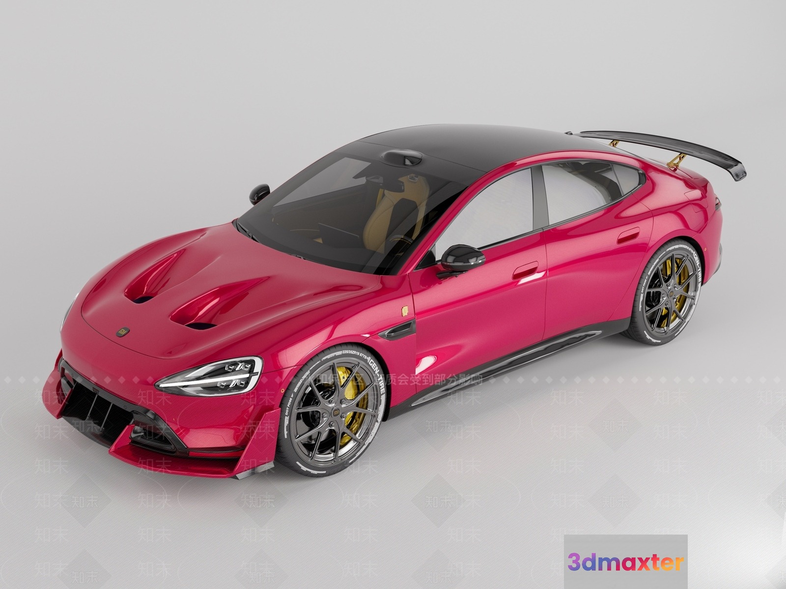 The Image Features A Sleek Red Sports Car 3D Model - 7538 - VRAY Render