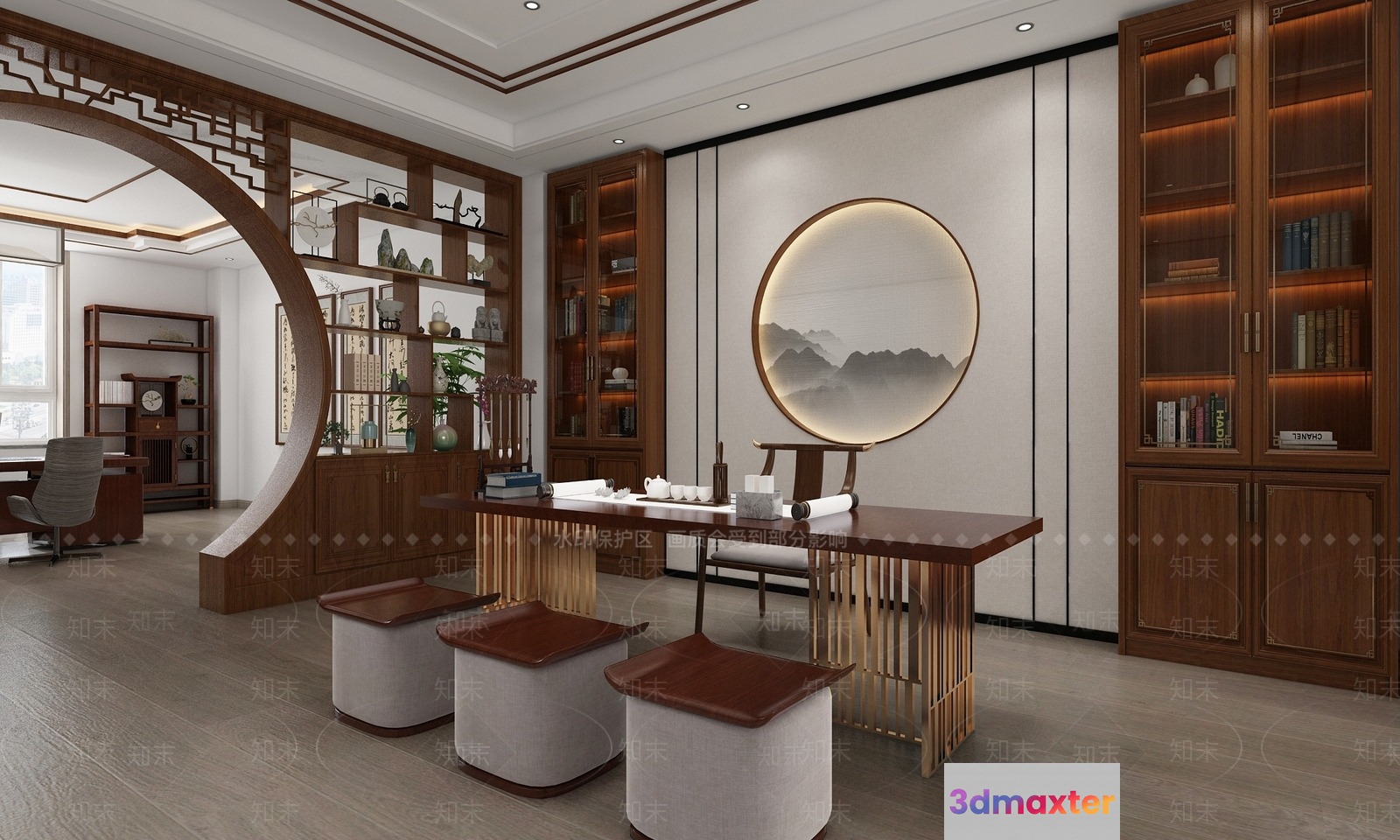 Traditional Asian Office 3D Model - 3467 - VRAY Render