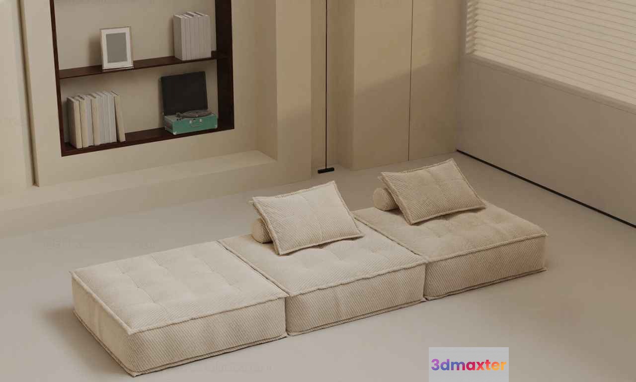 Minimalist Beige Seating 3D Model - 1214 - VRAY Render
