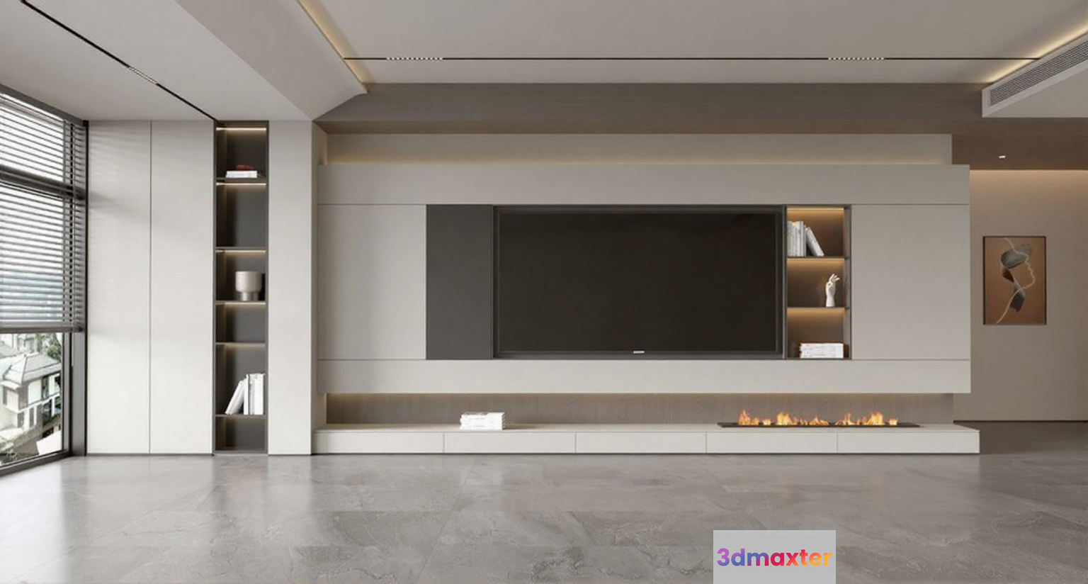 Modern Entertainment Center 3D Model - 23726 - VRAY Render