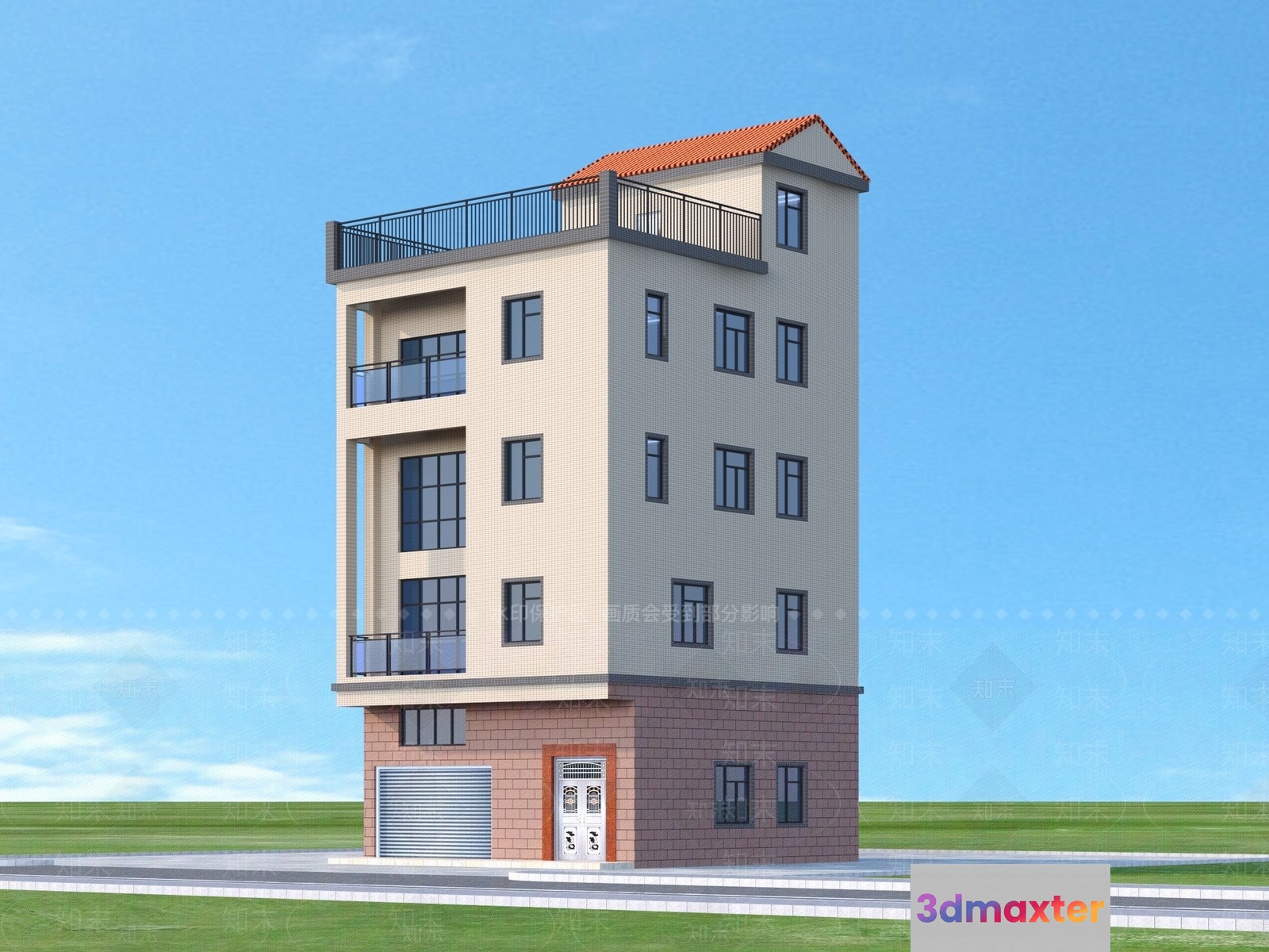 A Multi-Story Building 3D Model - 11541 - VRAY Render