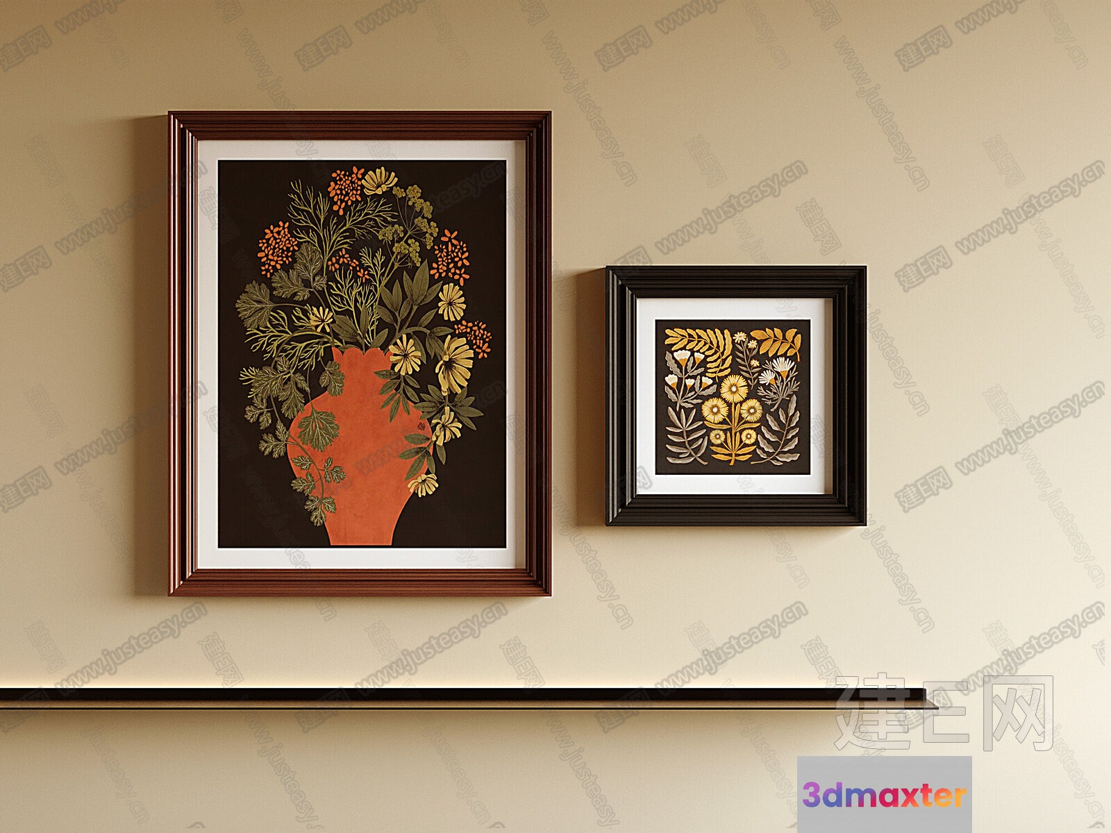 A Framed Picture Of Flowers 3D Model - 4103 - VRAY Render