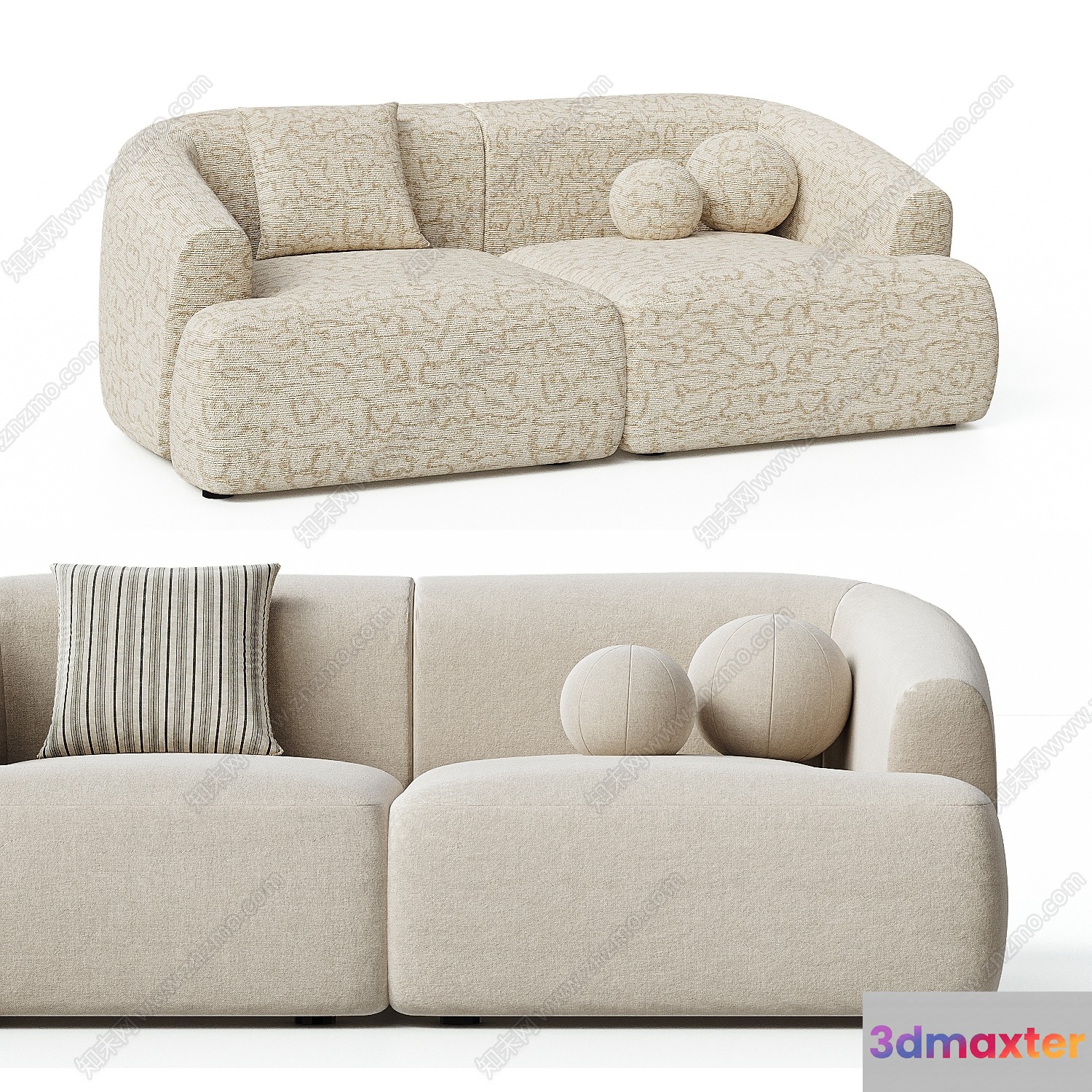 Modern Beige Couches 3D Model - 17760 - VRAY Render
