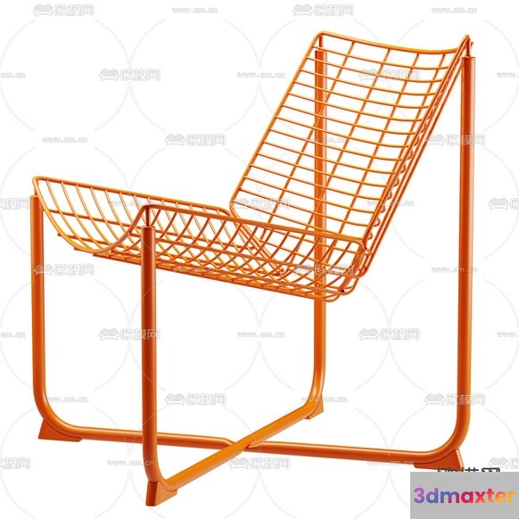A Metal Chair With A Grid Seat 3D Model - 9627 - CORONA Render