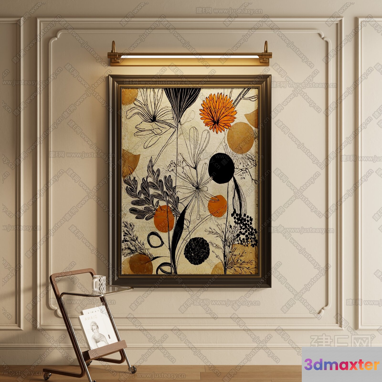 A Floral Painting 3D Model - 23703 - VRAY Render