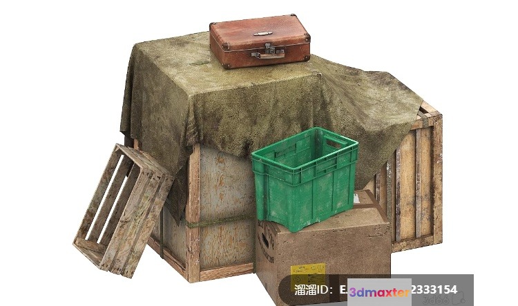 A Stack Of Wooden Crates 3D Model - 9330 - VRAY Render