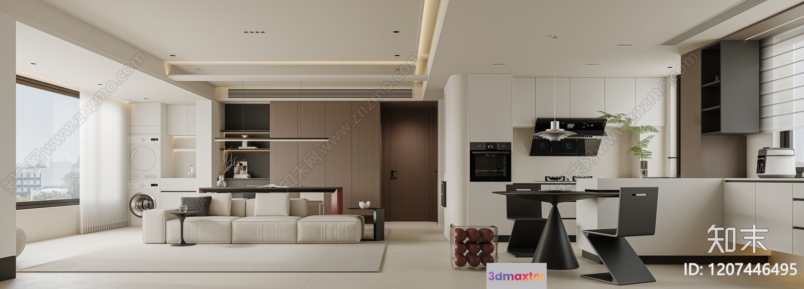 Modern Open Concept Living Space 3D Model - 9261 - VRAY Render
