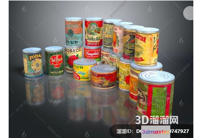 A Collection Of Cans 3D Model - 11030 - VRAY Render