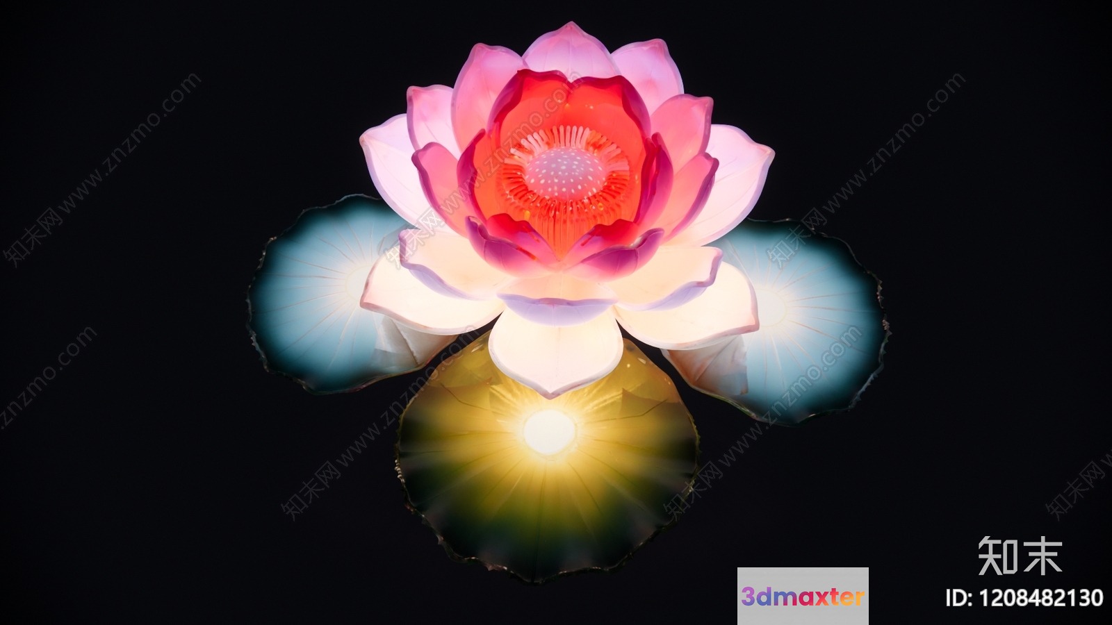A Pink Flower With A Yellow Center 3D Model - 17196 - VRAY Render