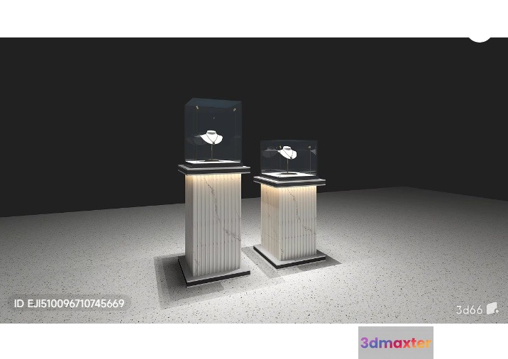 Two Display Pedestals In A Dimly Lit Room 3D Model - 16169 - VRAY Render