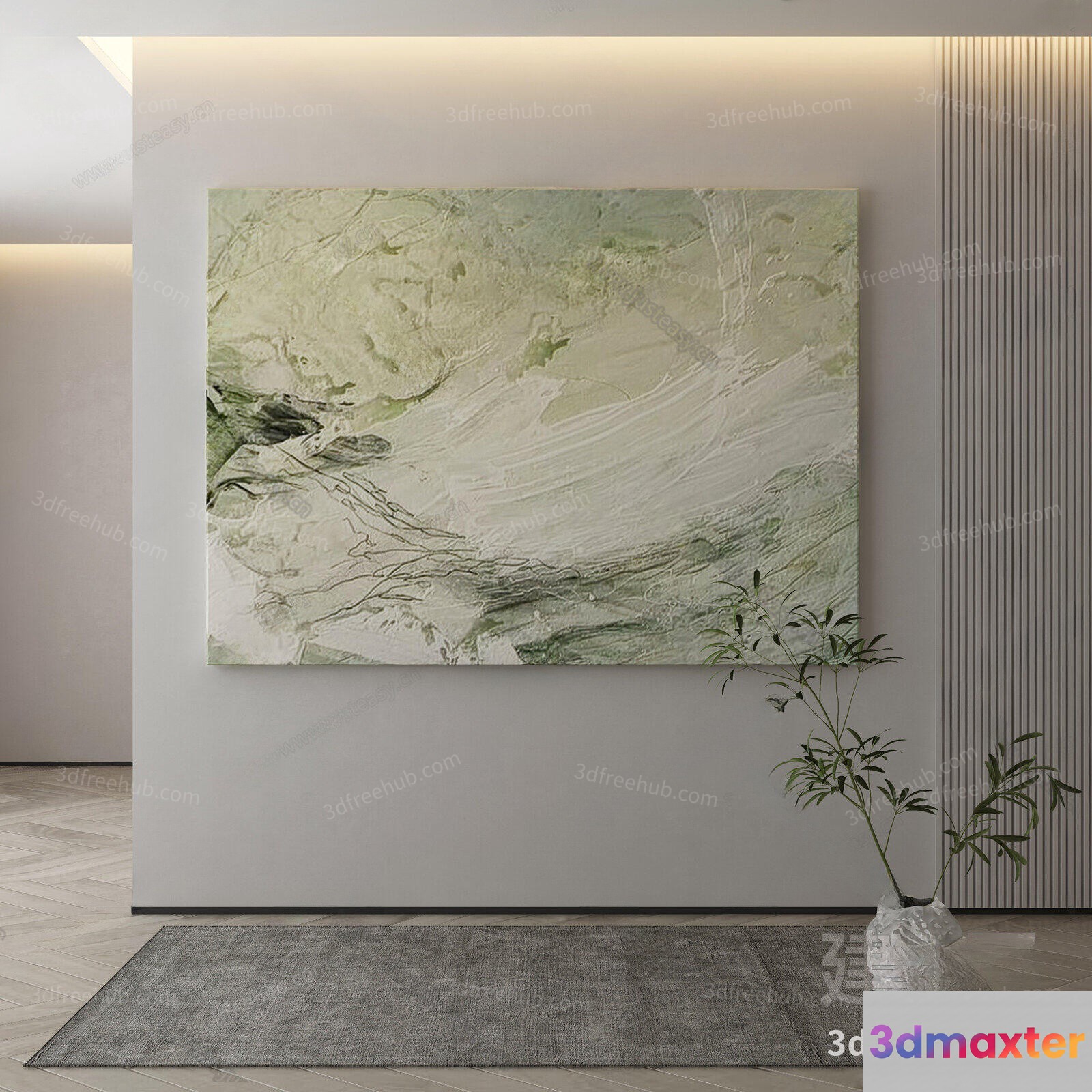 Modern Light Gray Wall Art 3D Model - 21753 - VRAY Render