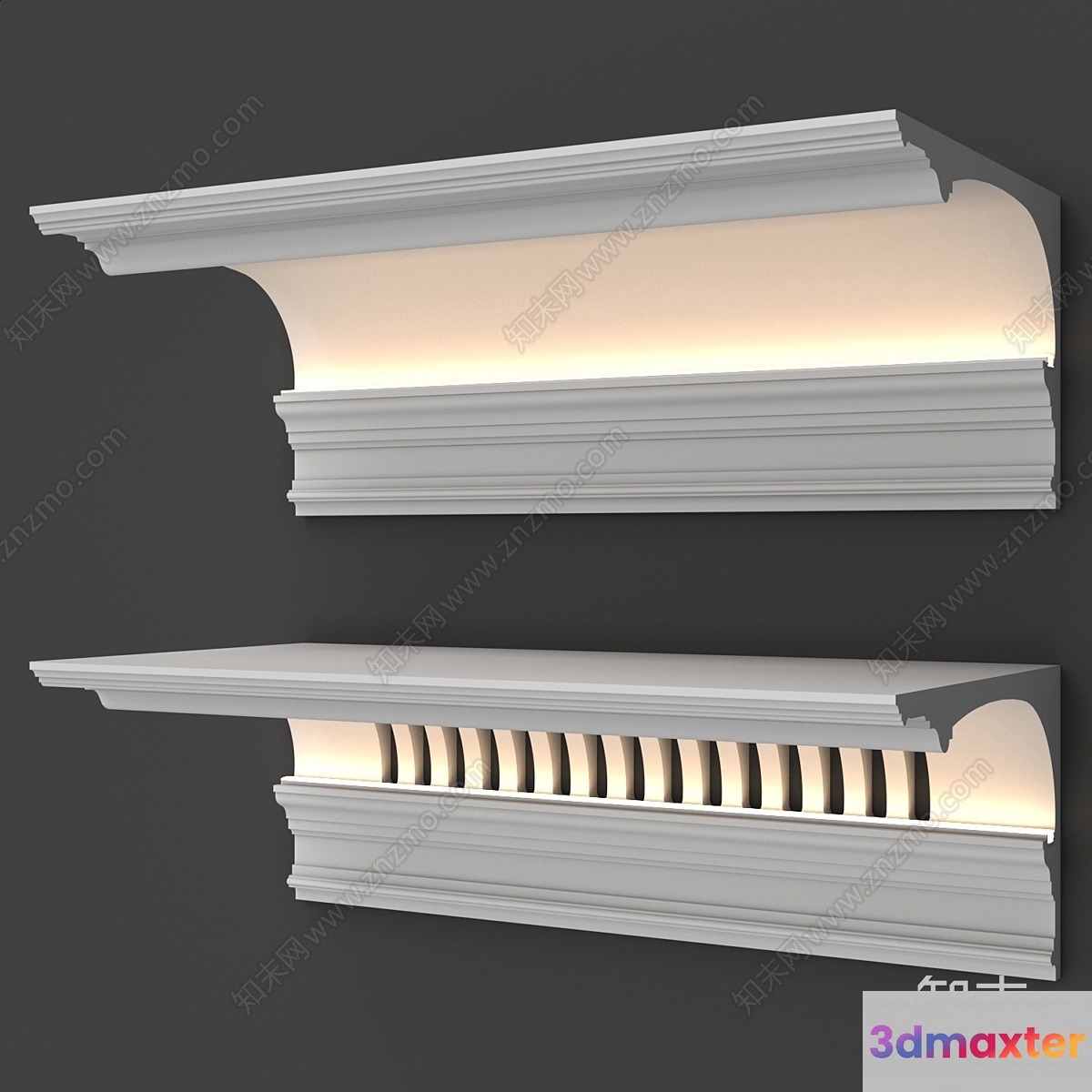 Modern White Decorative Wall Shelf 3D Model - 7654 - CORONA Render