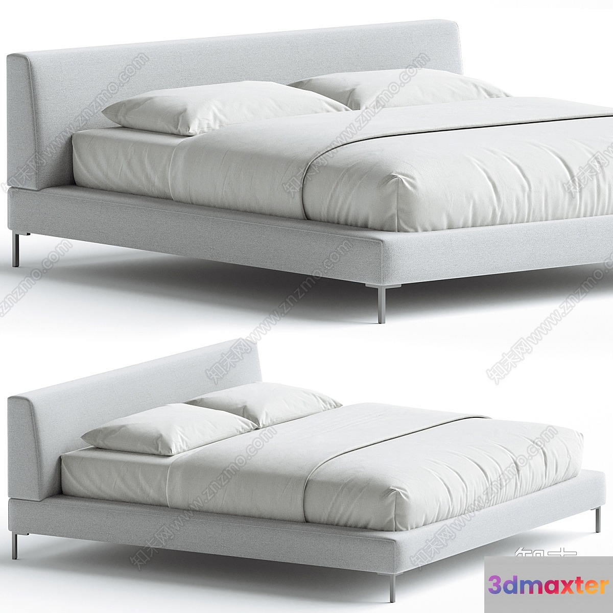 Modern Minimalist Bed 3D Model - 253 - CORONA Render