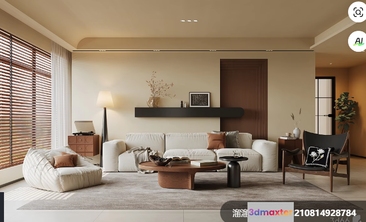 Modern Living Room 3D Model - 18451 - VRAY Render