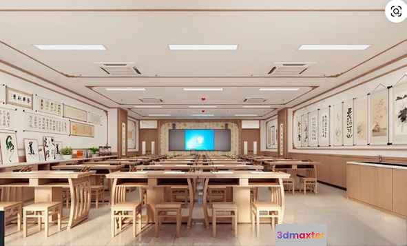 Modern Classroom 3D Model - 13861 - VRAY Render