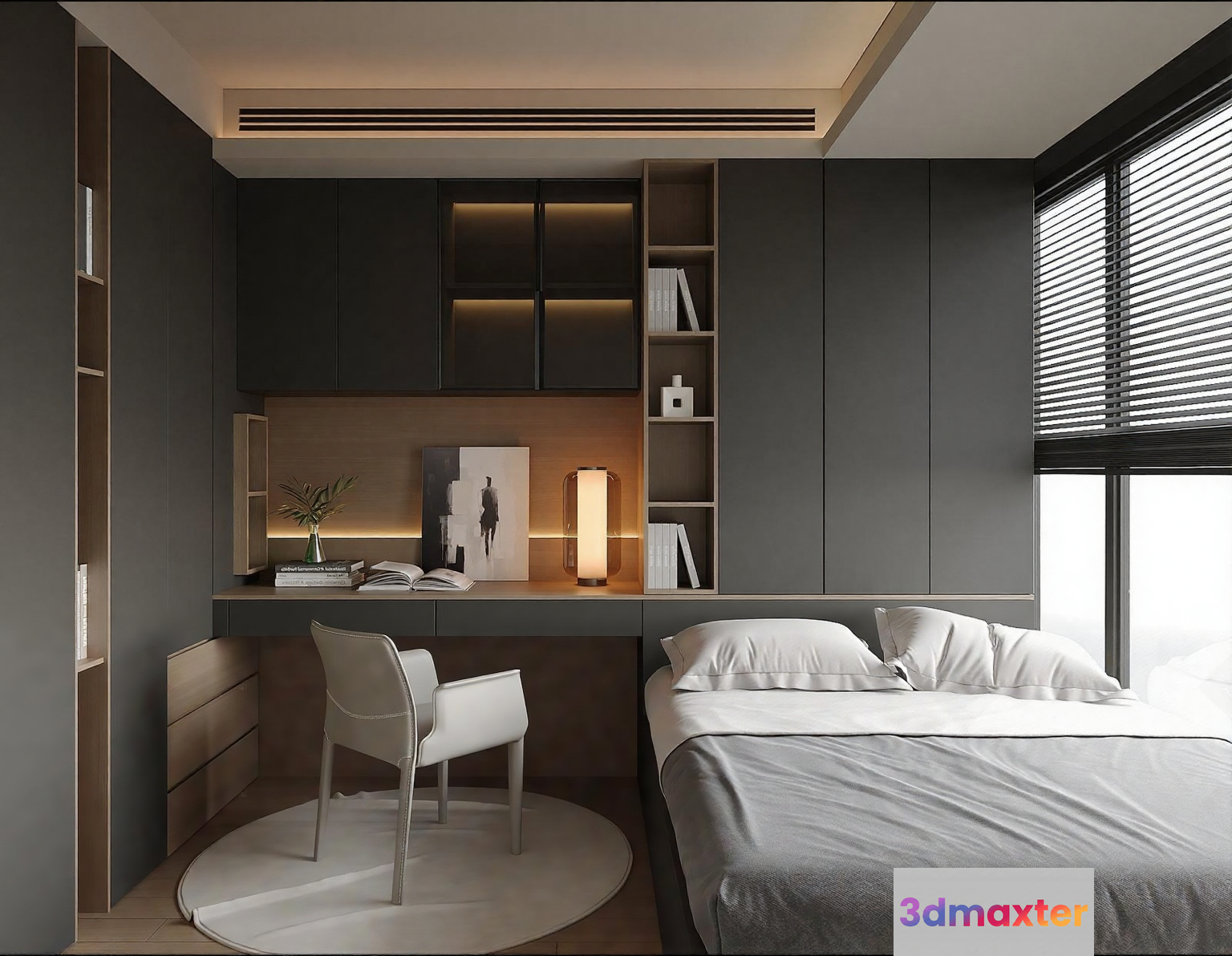 Modern Minimalist Bedroom 3D Model - 3562 - VRAY Render