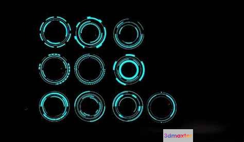 Blue Neon Circles 3D Model - 7021 - VRAY Render