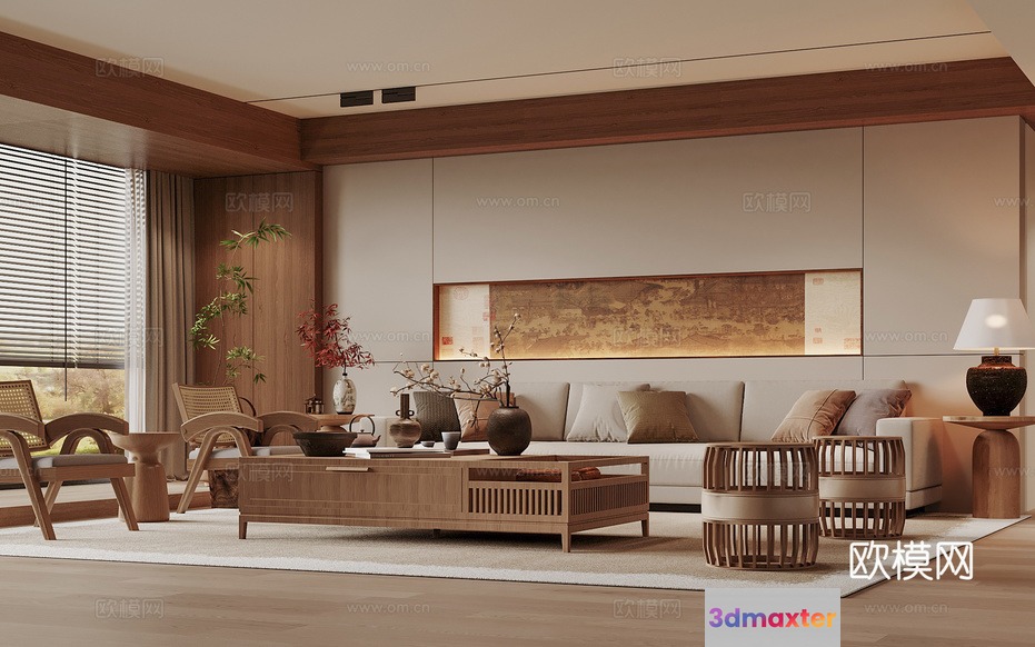 Modern Living Room 3D Model - 23107 - VRAY Render