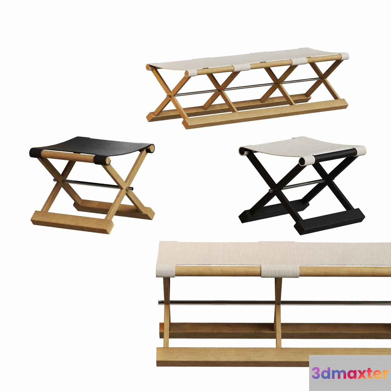 Modern Folding Stool 3D Model - 474 - CORONA Render