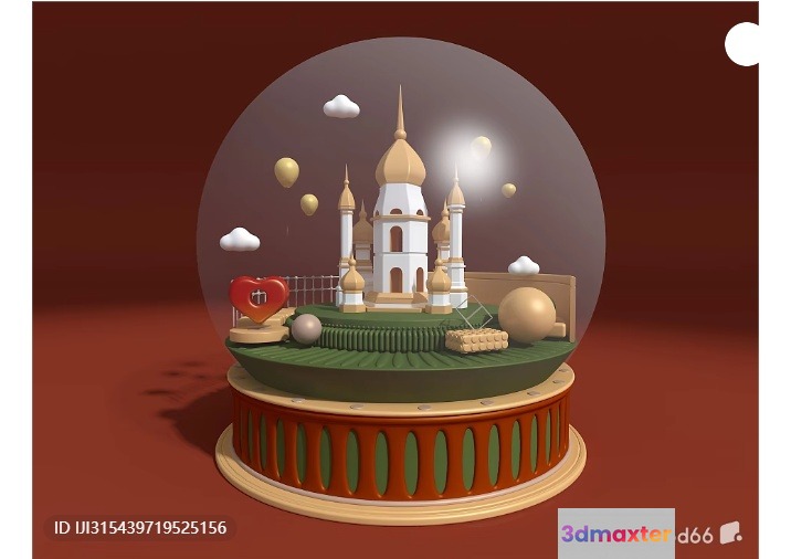 A Castle In A Glass Dome 3D Model - 6825 - VRAY Render