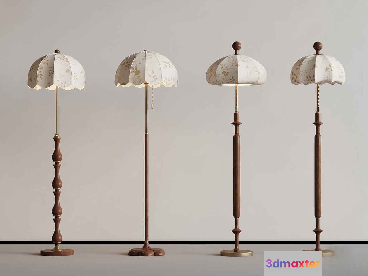 Four Floor Lamps 3D Model - 11431 - VRAY Render