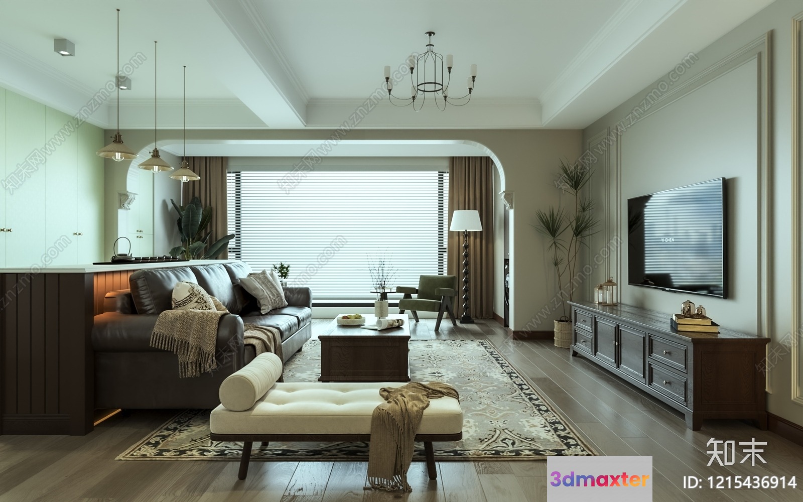 Modern Living Room 3D Model - 10435 - VRAY Render