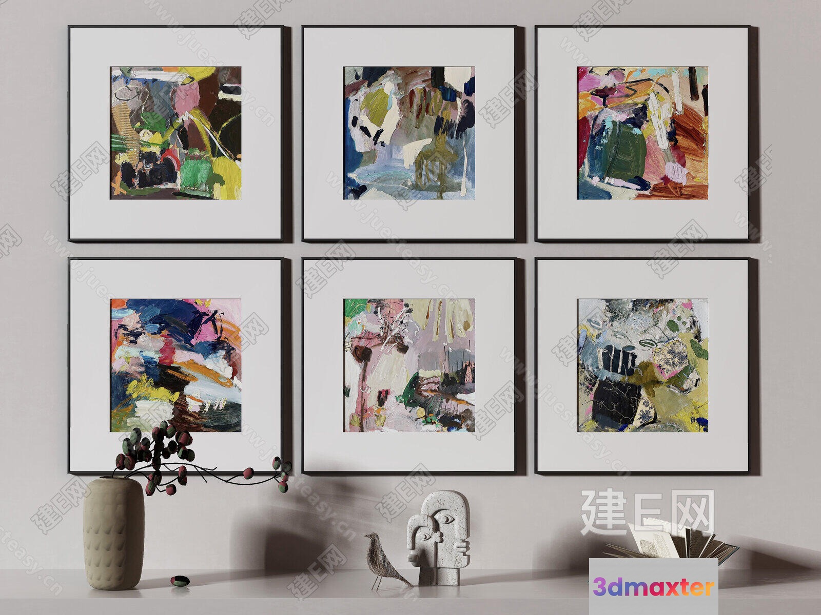 Modern Abstract Art Pieces 3D Model - 15176 - VRAY Render