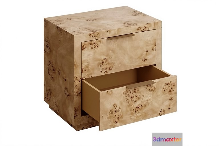 A Small Light-Colored Wooden Drawer 3D Model - 19296 - VRAY Render