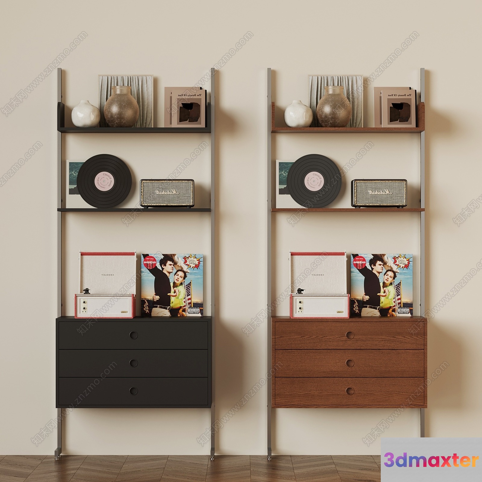 Mid-Century Modern Shelving Unit 3D Model - 10966 - VRAY Render