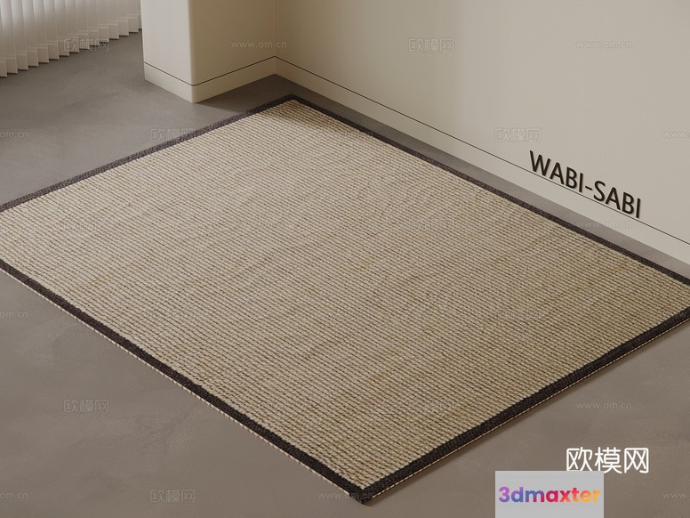 A Beige Rug With A Dark Brown Border 3D Model - 8064 - VRAY Render