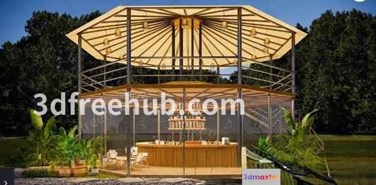 A 3D Model Of A Gazebo 3D Model - 18834 - VRAY Render