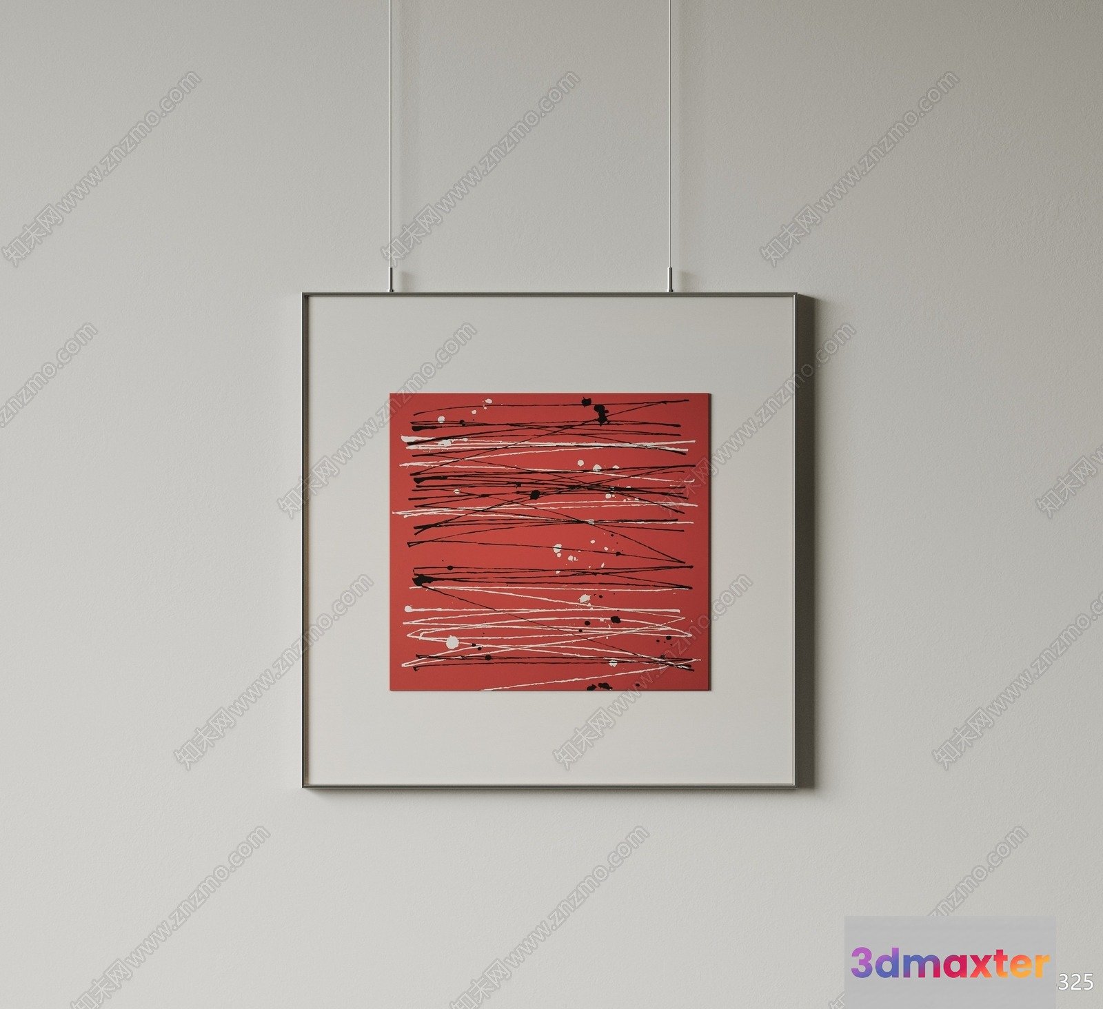 A Piece Of Abstract Art Hangs On A Wall 3D Model - 16449 - VRAY Render