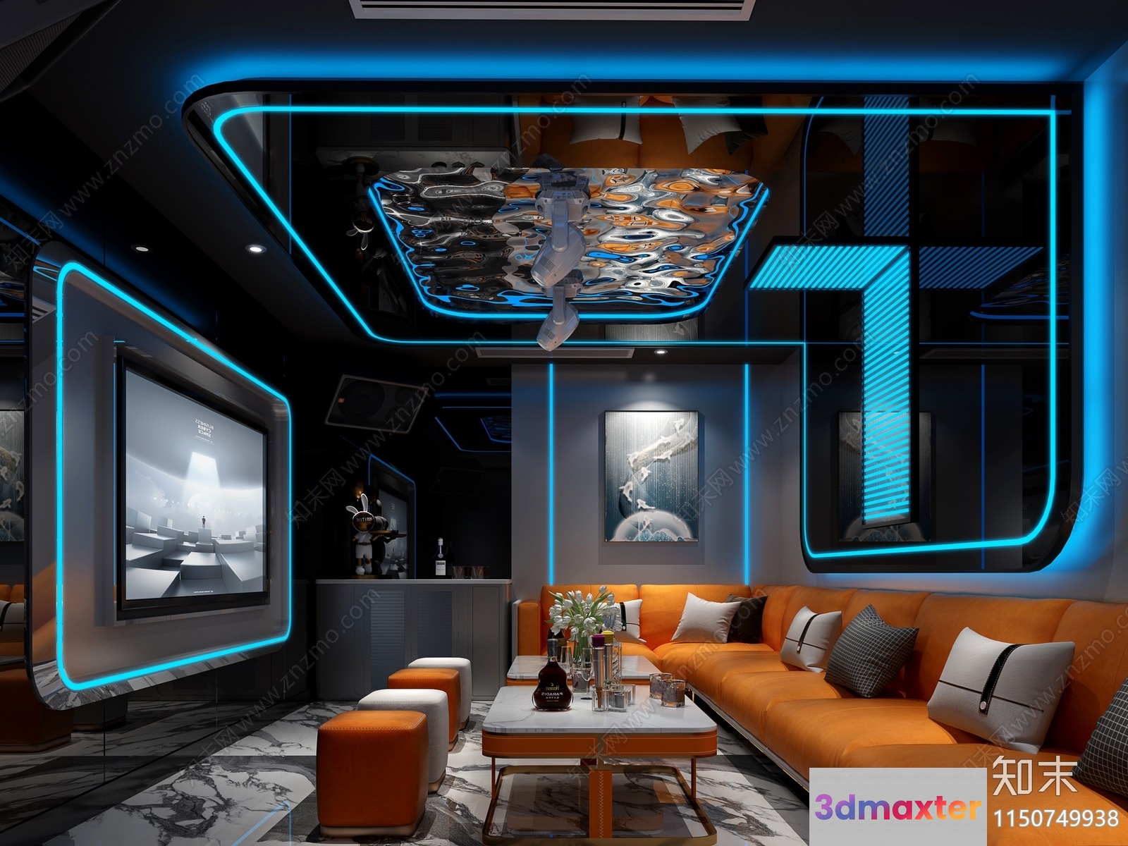 Modern Living Room 3D Model - 11855 - VRAY Render