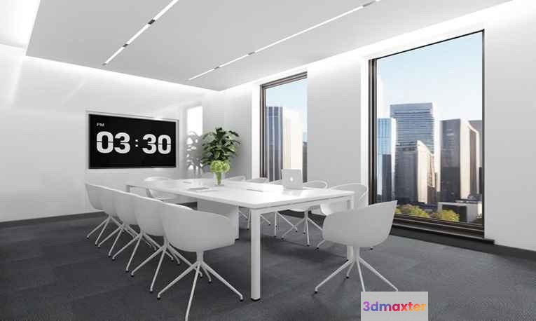 A White Conference Room 3D Model - 1520 - VRAY Render