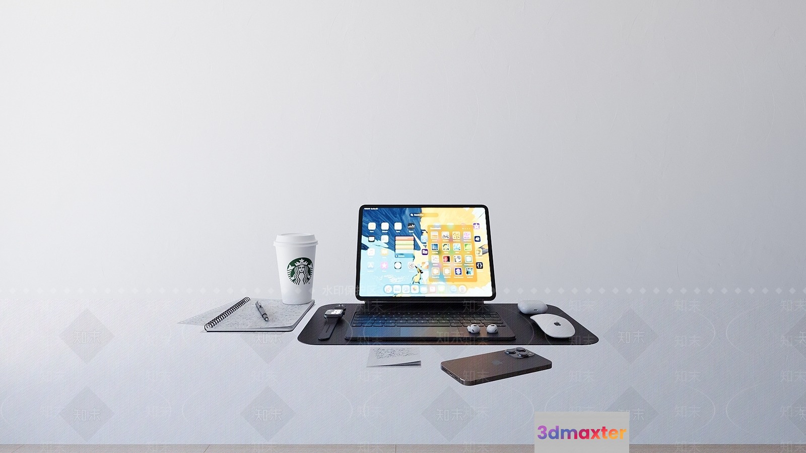 A Laptop On A Desk 3D Model - 11210 - VRAY Render