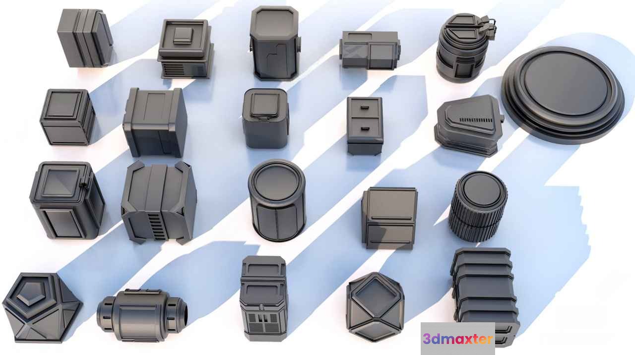 Grey Plastic Objects 3D Model - 2603 - VRAY Render