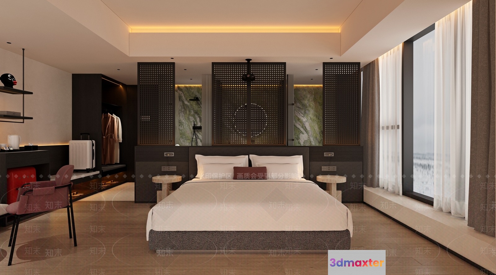 Modern Hotel Room 3D Model - 812 - VRAY Render