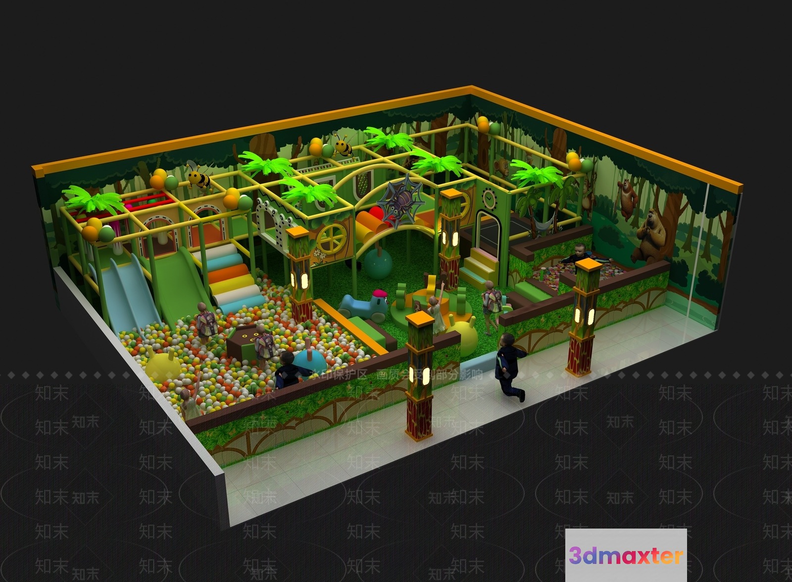 A 3D Model Of A Jungle-Themed Playground 3D Model - 16949 - VRAY Render