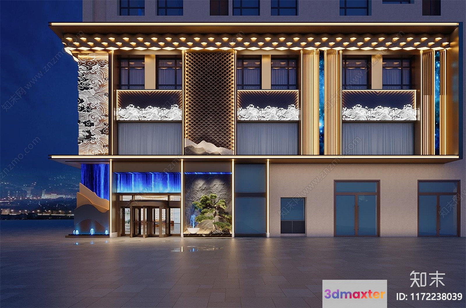 A Building With A Unique Facade 3D Model - 7379 - CORONA Render