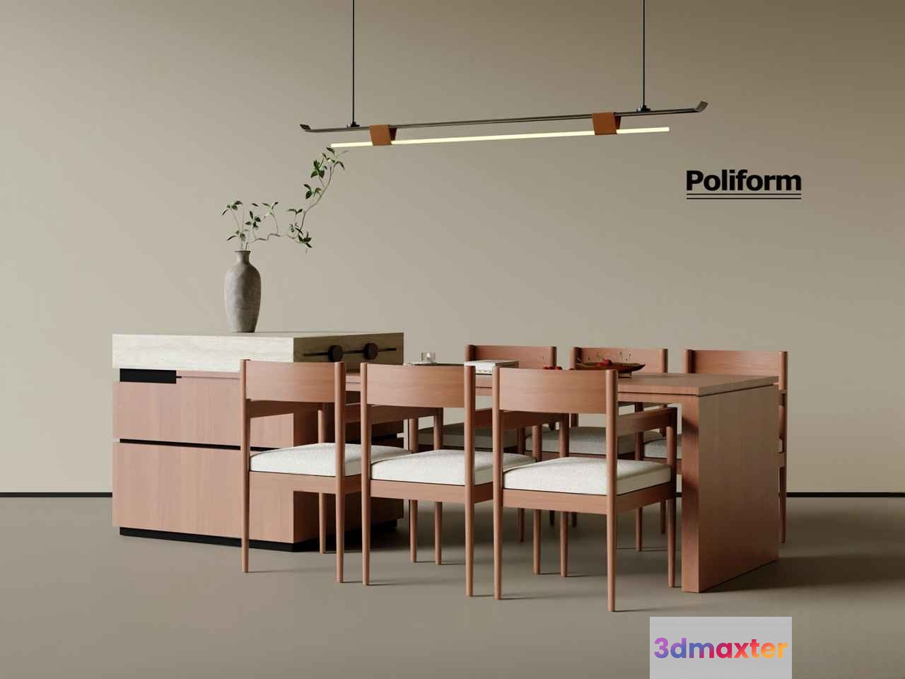 Modern Dining Room 3D Model - 13836 - CORONA Render
