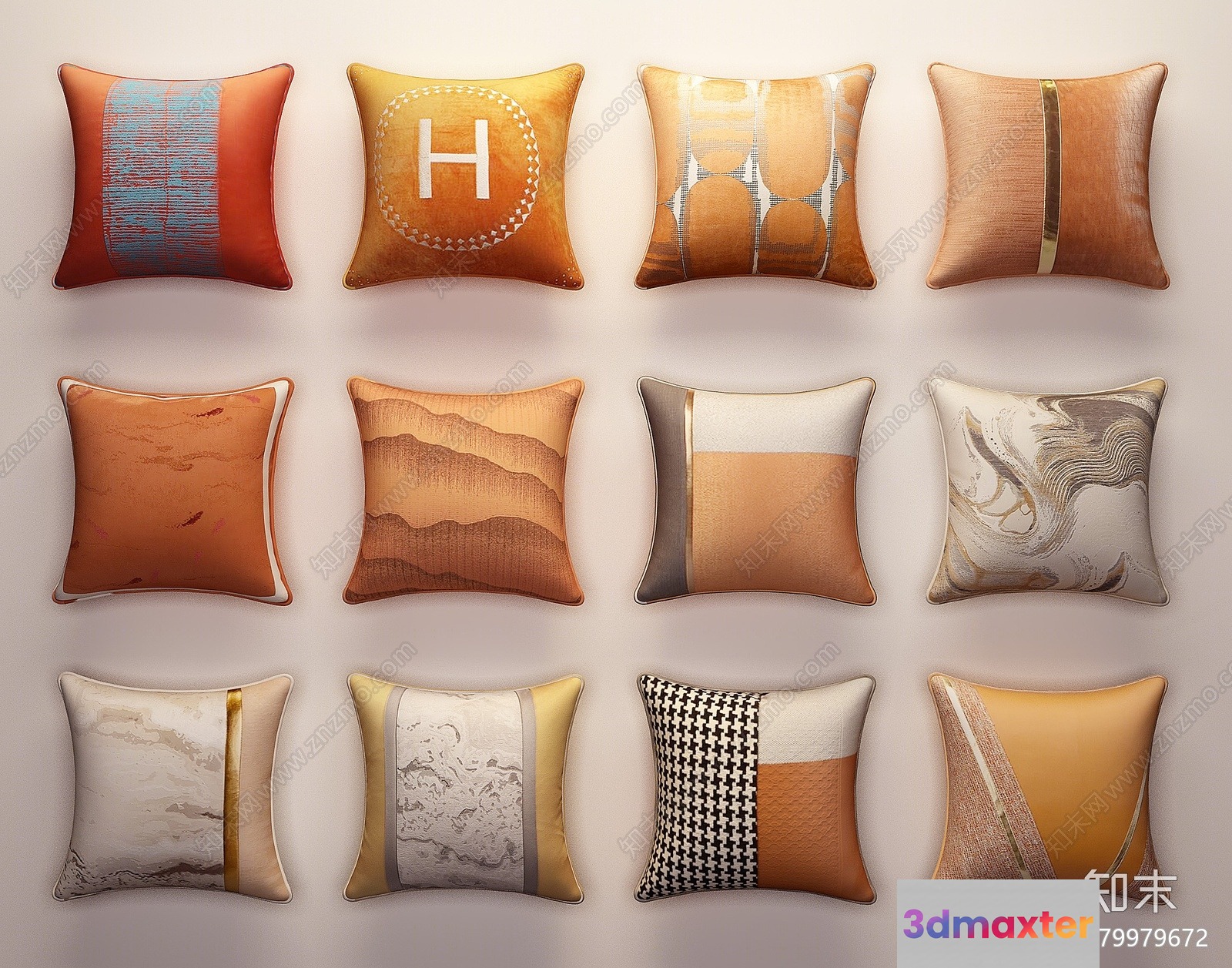 Decorative Throw Pillows 3D Model - 4736 - VRAY Render