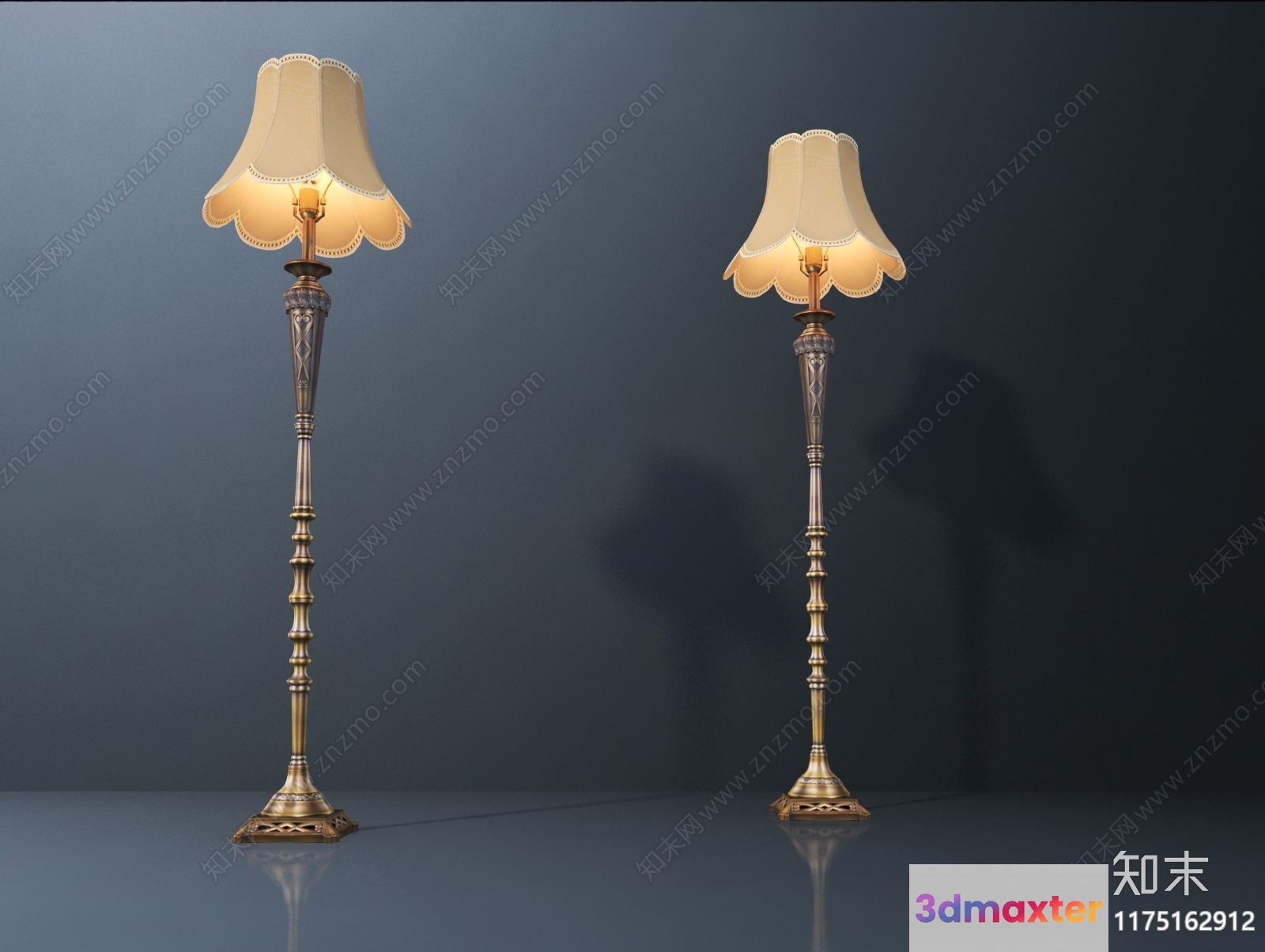 Gold Floor Lamps 3D Model - 2925 - VRAY Render