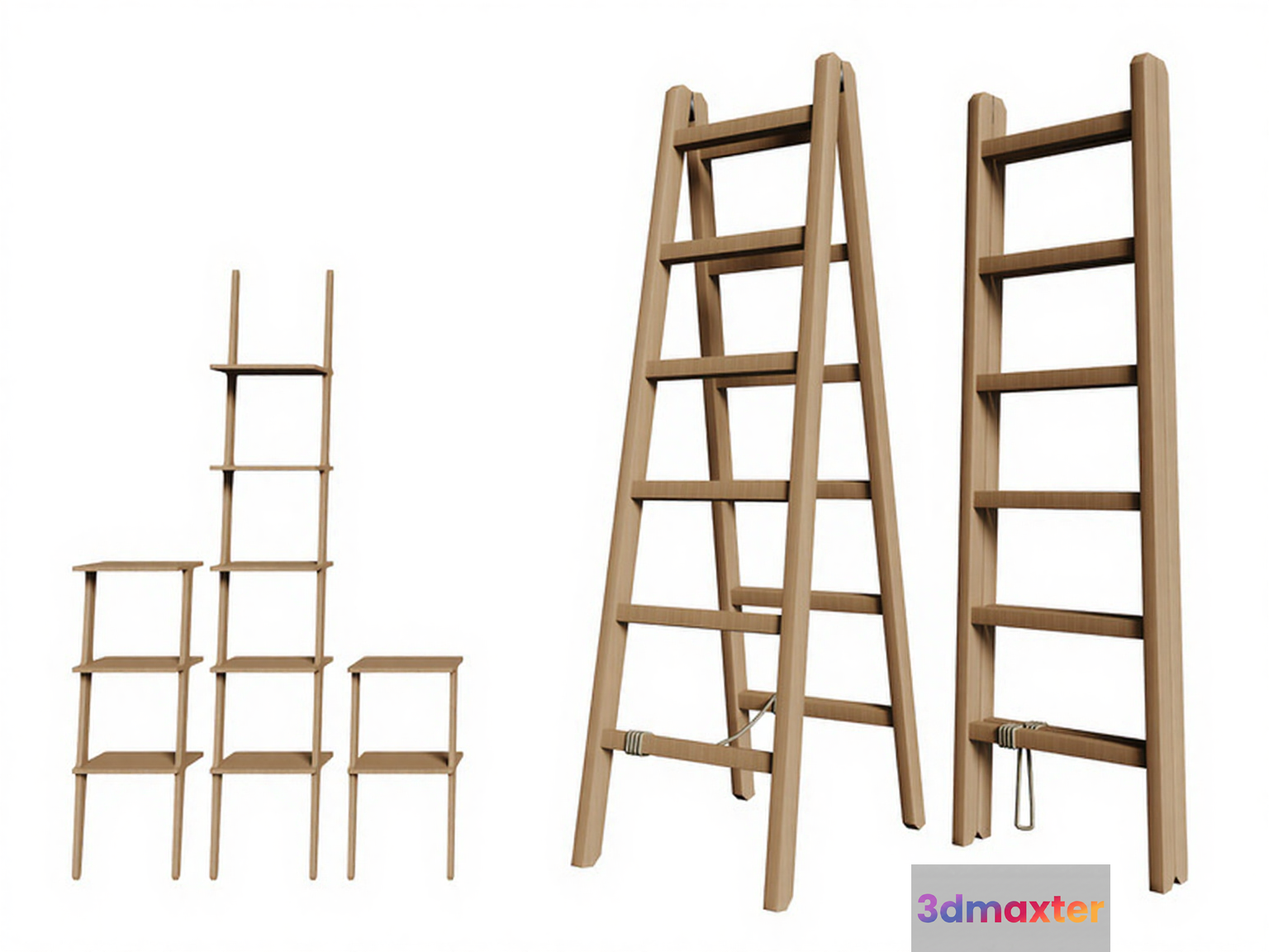 Wooden Ladder Set 3D Model - 14821 - CORONA Render